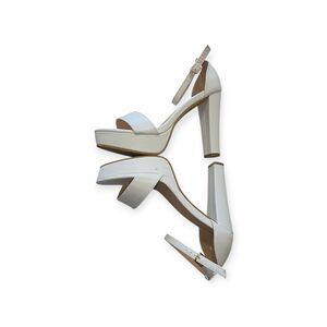 TOP Moda Women’s Sandals 7 White Platform Chunky Heel 3" Open Toe Strappy